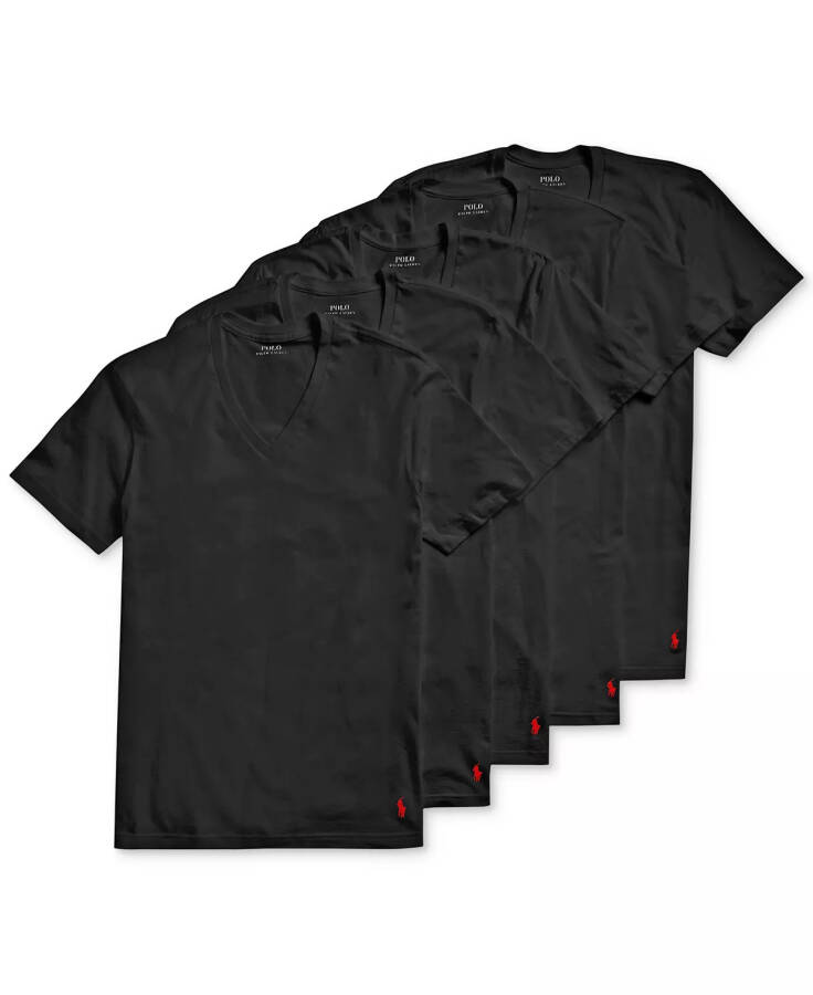 Men's Classic-Fit V-Neck Undershirts, 5-Pack Polo Black - 1