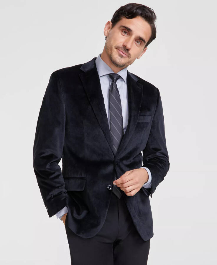 Men's Classic-Fit Velvet Sport Coat Black - 1