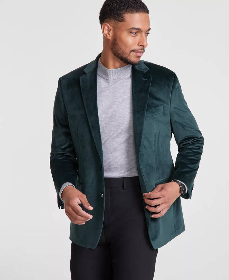 Men's Classic-Fit Velvet Sport Coat Green - 1