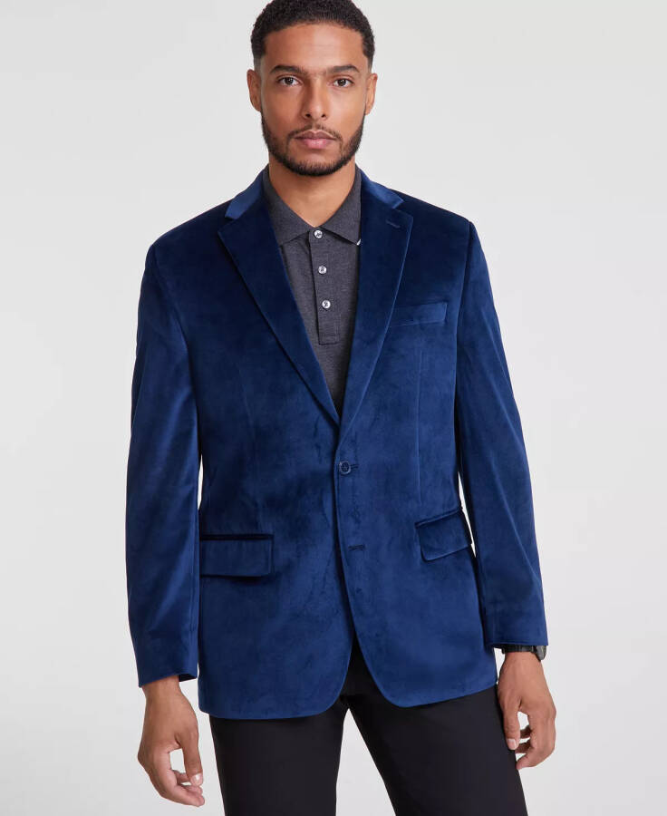 Men's Classic-Fit Velvet Sport Coat Navy - 1