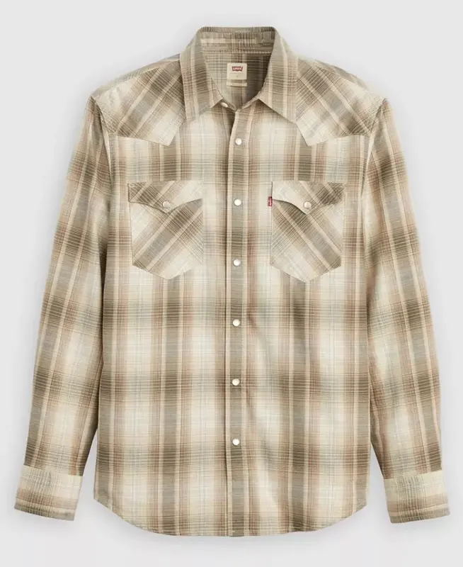 Men's Classic-Fit Western Shirt - Beige plaid - 5