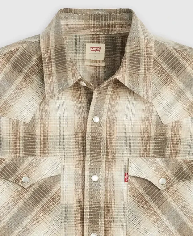 Men's Classic-Fit Western Shirt - Beige plaid - 6
