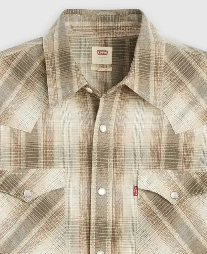 Men's Classic-Fit Western Shirt - Beige plaid - 6