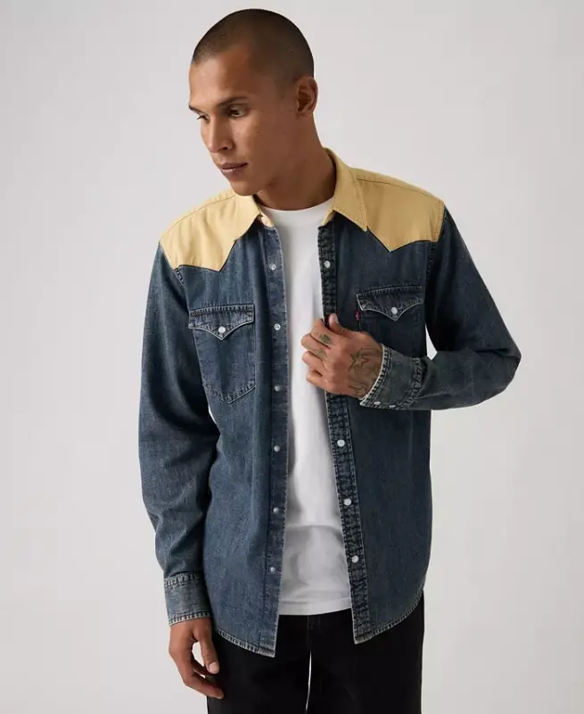 Men's Classic-Fit Western Shirt - Blue - 12