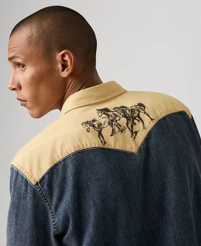 Men's Classic-Fit Western Shirt - Blue - 13