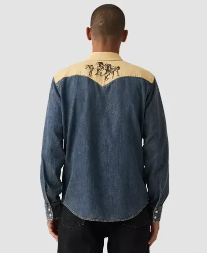 Men's Classic-Fit Western Shirt - Blue - 14