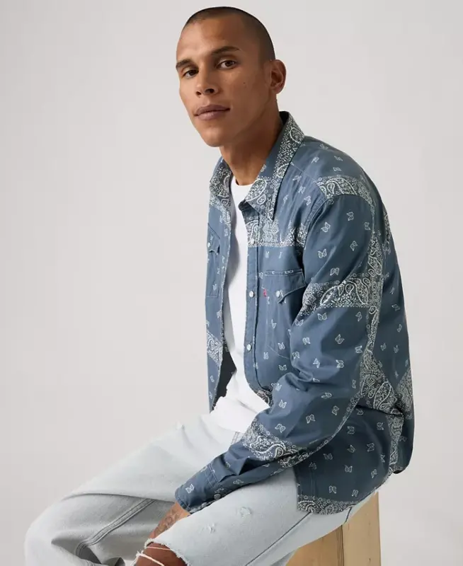 Men's Classic-Fit Western Shirt - Ensign Blue - 3