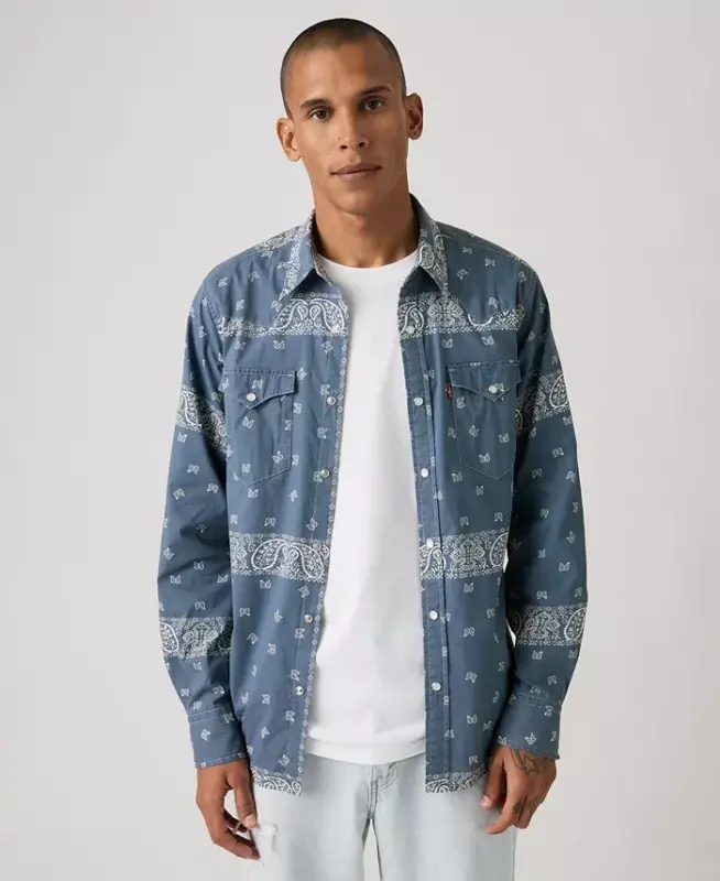 Men's Classic-Fit Western Shirt - Ensign Blue - 2