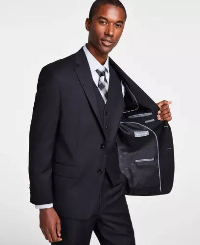 Men's Classic-Fit Wool-Blend Stretch Solid Suit Jacket - 4