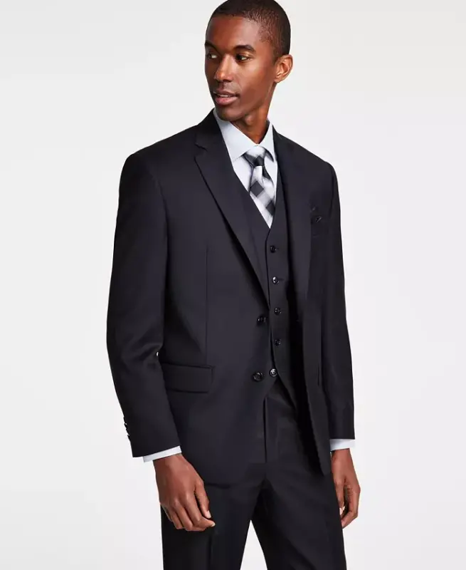 Men's Classic-Fit Wool-Blend Stretch Solid Suit Jacket - 1