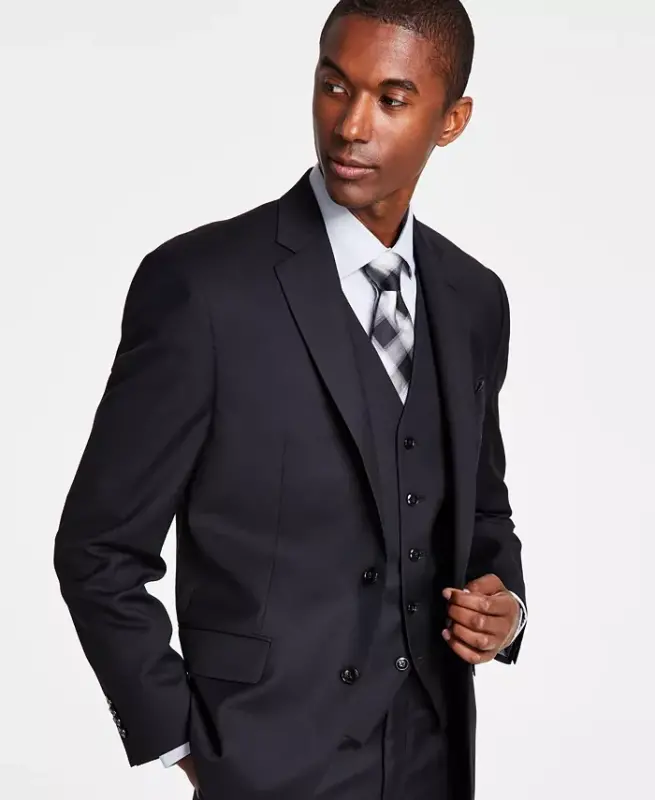Men's Classic-Fit Wool-Blend Stretch Solid Suit Jacket - 3