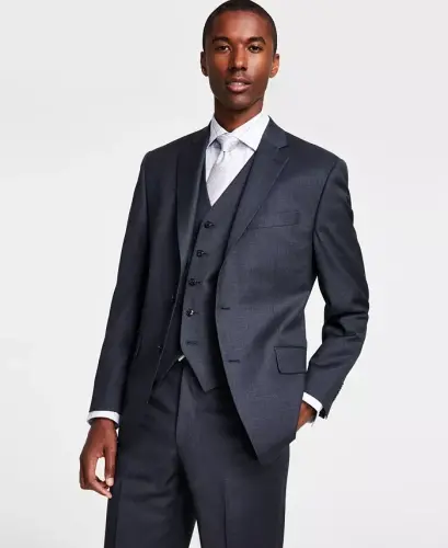 Men's Classic-Fit Wool-Blend Stretch Solid Suit Jacket-Grey 