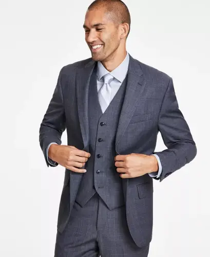 Men's Classic-Fit Wool-Blend Stretch Solid Suit Jacket-Mid Grey 