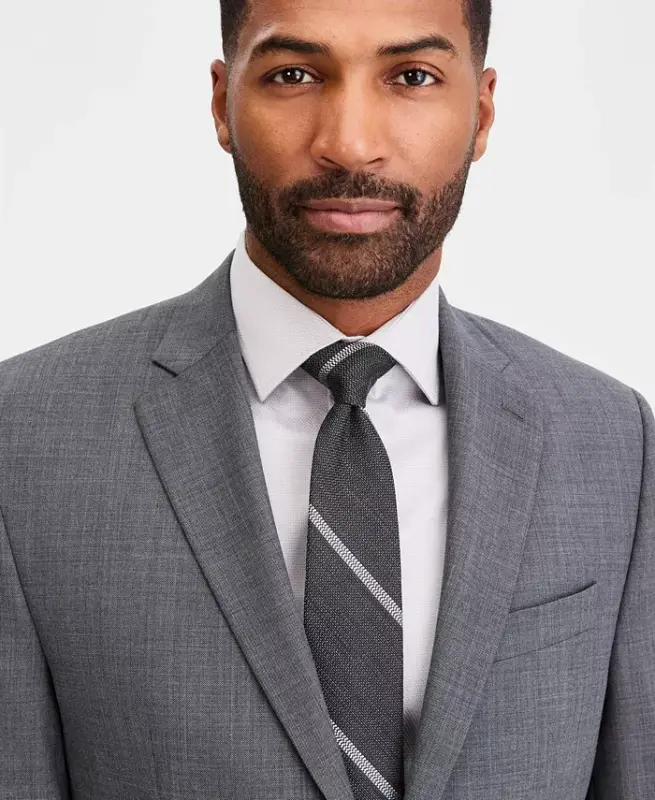 Men's Classic-Fit Wool-Blend Stretch Solid Suit Jacket-Mid Grey - 4