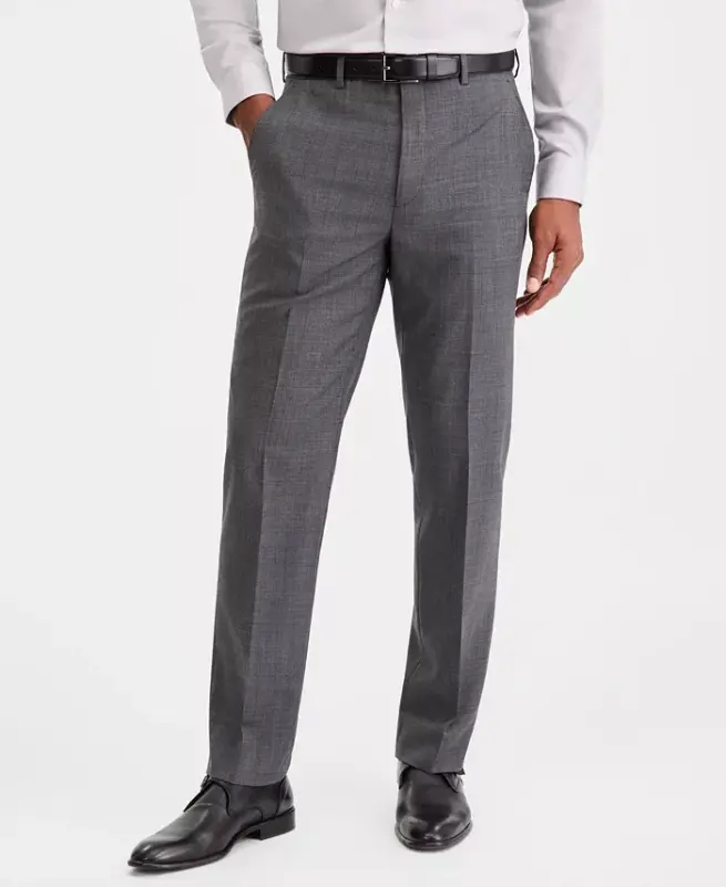 Men's Classic-Fit Wool-Blend Stretch Solid Suit Pants - 2
