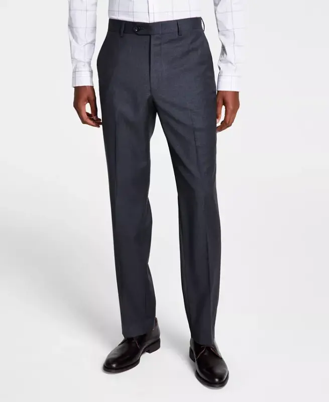 Men's Classic-Fit Wool-Blend Stretch Solid Suit Pants - 2