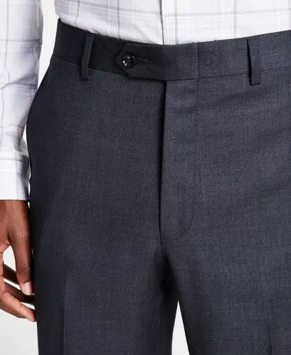 Men's Classic-Fit Wool-Blend Stretch Solid Suit Pants - 4