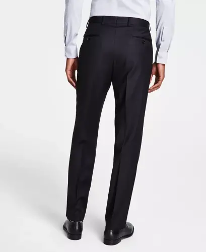 Men's Classic-Fit Wool-Blend Stretch Solid Suit Pants-Black - 3