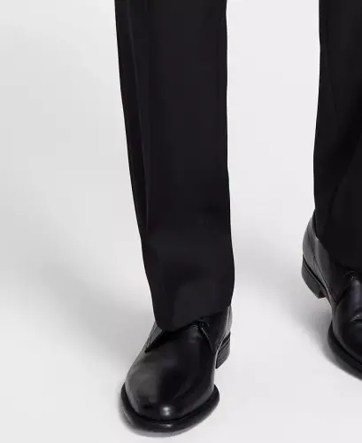 Men's Classic-Fit Wool-Blend Stretch Solid Suit Pants-Black - 7