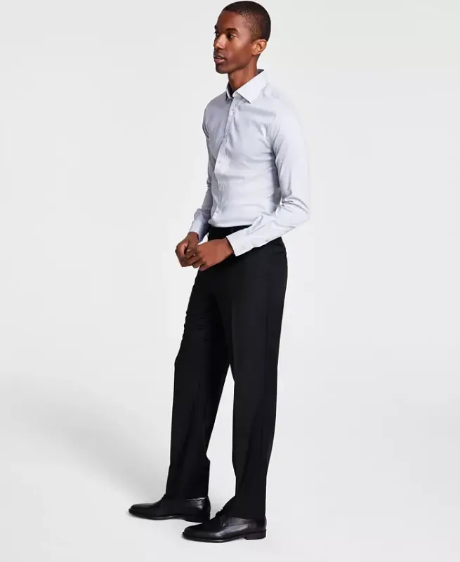 Men's Classic-Fit Wool-Blend Stretch Solid Suit Pants-Black - MICHAEL KORS