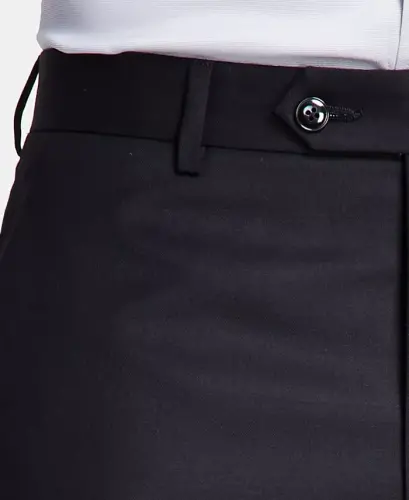 Men's Classic-Fit Wool-Blend Stretch Solid Suit Pants-Black - 6