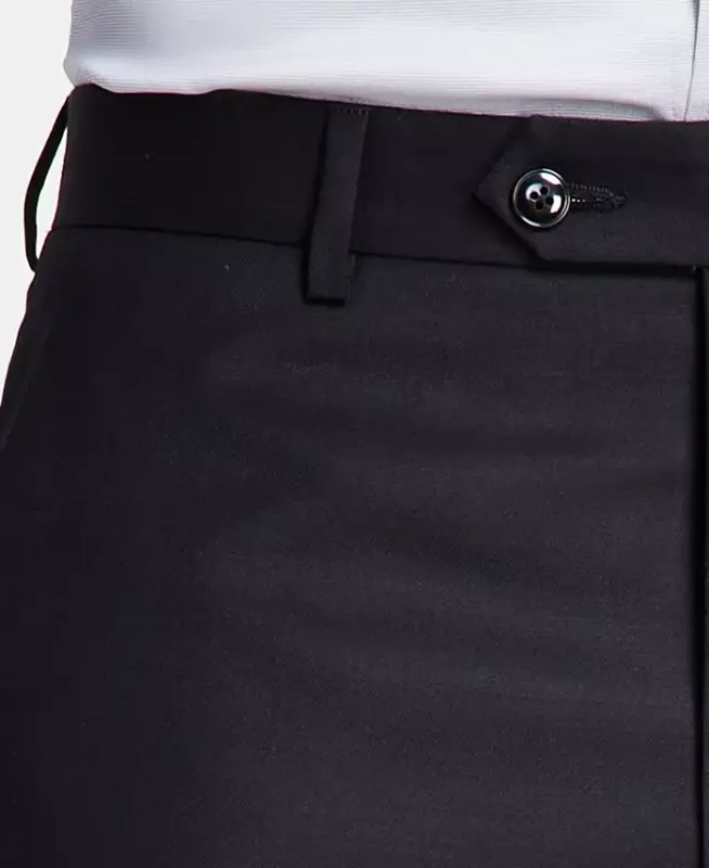 Men's Classic-Fit Wool-Blend Stretch Solid Suit Pants-Black - 6