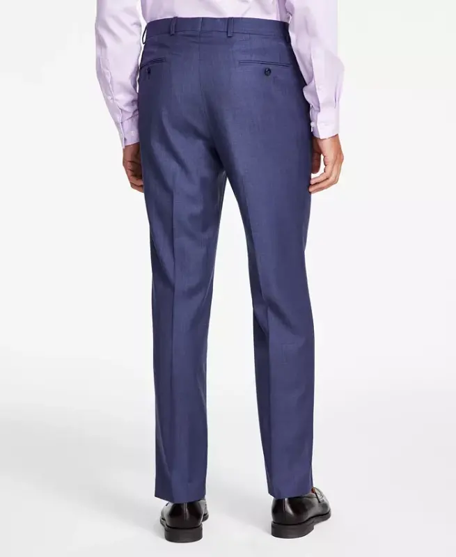 Men's Classic-Fit Wool-Blend Stretch Solid Suit Pants-Blue Solid - 3