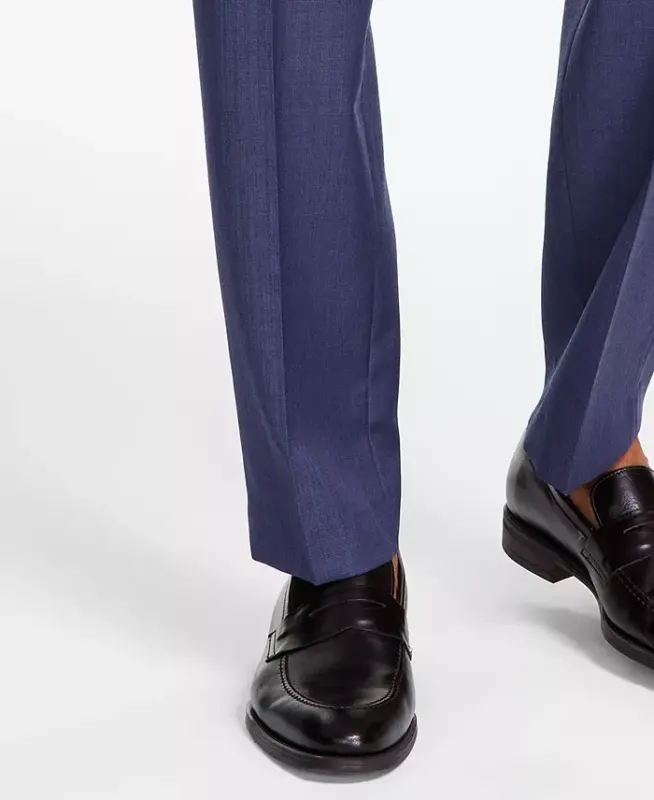 Men's Classic-Fit Wool-Blend Stretch Solid Suit Pants-Blue Solid - 7