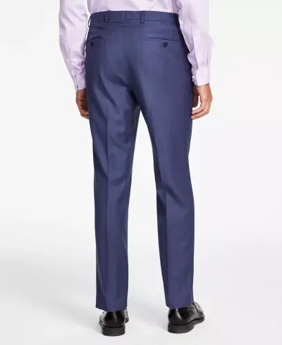 Men's Classic-Fit Wool-Blend Stretch Solid Suit Pants-Blue Solid - 3