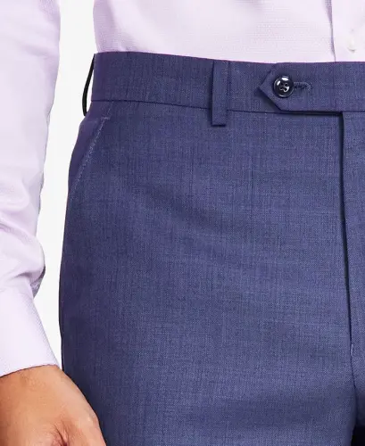 Men's Classic-Fit Wool-Blend Stretch Solid Suit Pants-Blue Solid - 5