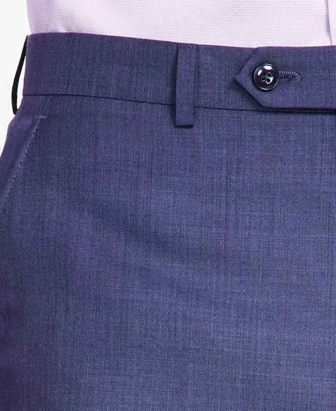 Men's Classic-Fit Wool-Blend Stretch Solid Suit Pants-Blue Solid - 6