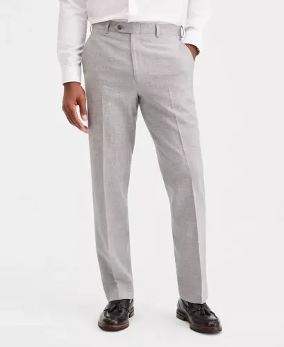 Men's Classic-Fit Wool-Blend Stretch Solid Suit Separates Pant - Light Gray - 4