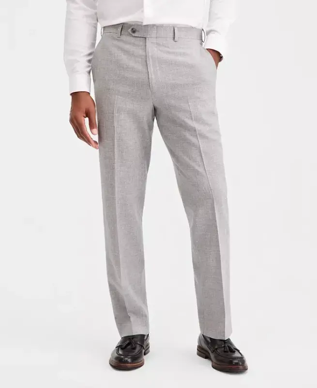 Men's Classic-Fit Wool-Blend Stretch Solid Suit Separates Pant - Light Gray - 4