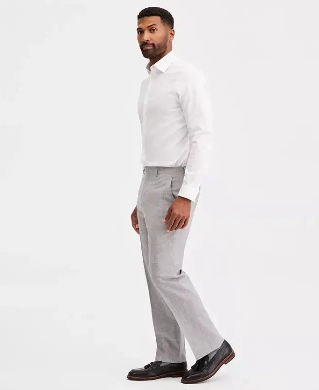 Men's Classic-Fit Wool-Blend Stretch Solid Suit Separates Pant - Light Gray - 2