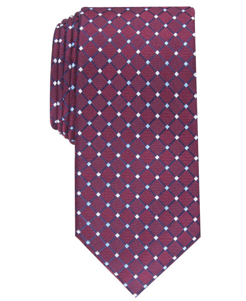 Men's Classic Grid Tie, Created for Modazone Burgundy - 1