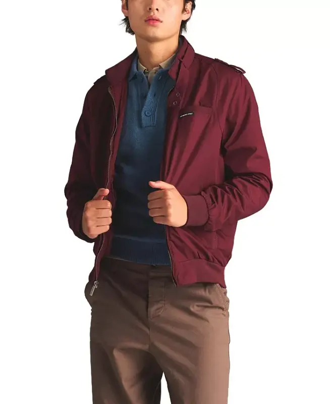 Men's Classic Iconic Racer Jacket (Slim Fit)-Burgundy - 2
