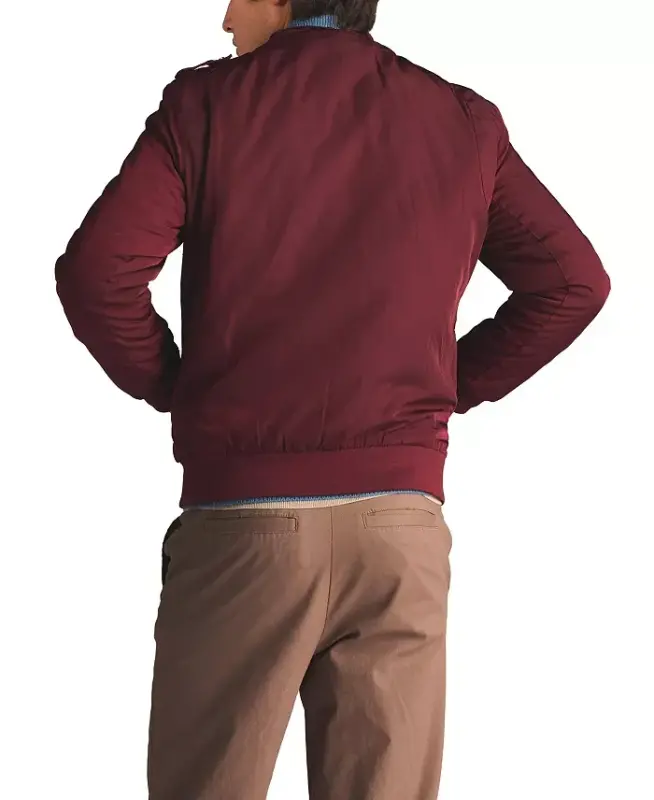 Men's Classic Iconic Racer Jacket (Slim Fit)-Burgundy - 5