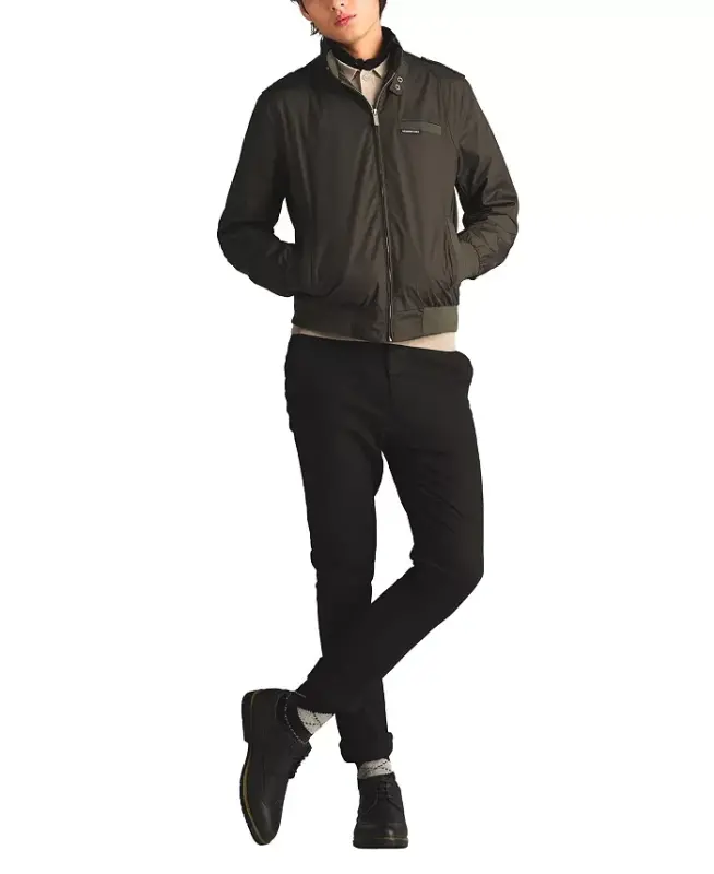 Men's Classic Iconic Racer Kurtkasi (Slim Fit) - To‘q yashil - 5