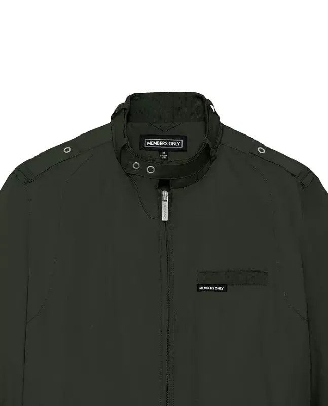 Men's Classic Iconic Racer Kurtkasi (Slim Fit) - To‘q yashil - 6