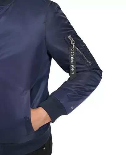 Men's Classic MA-1 Nylon Bomber Jacket-True Navy - 4