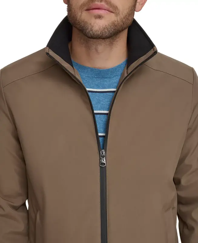 Men's Classic Midweight Stand Collar Jacket-Dark Tan - 4