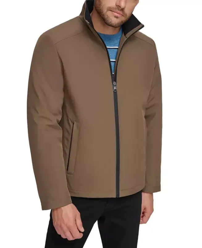 Men's Classic Midweight Stand Collar Jacket-Dark Tan - 1