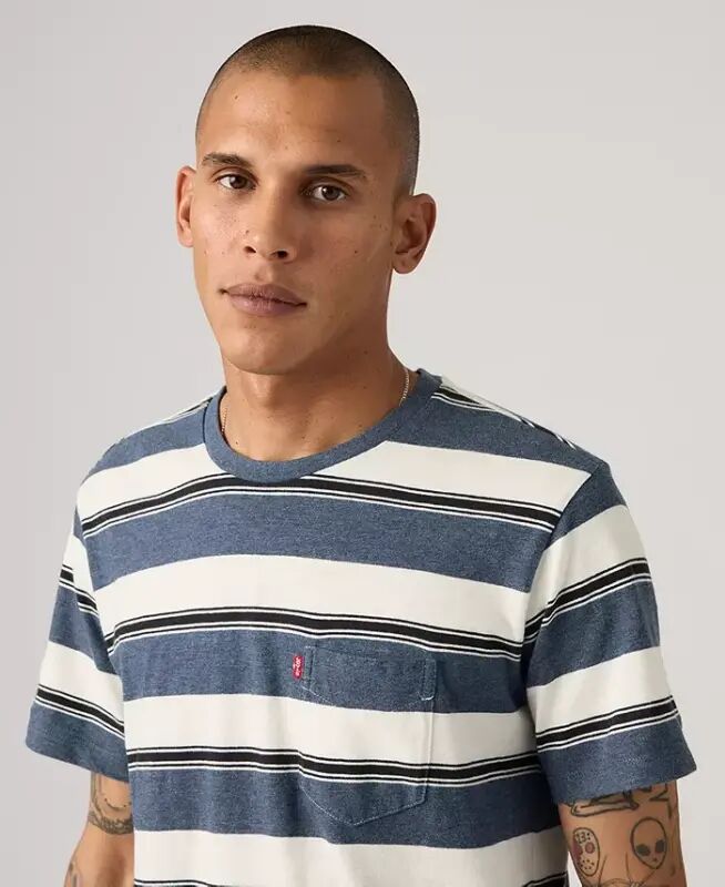 Men's Classic Pocket Crewneck Short-Sleeve T-Shirt - Ensign Blue Stripe - 2