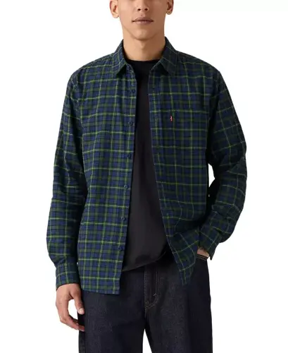 Men's Classic Pocket Regular-Fit Long-Sleeve Shirt - Blue Depths Flannel - 3