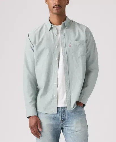 Men's Classic Pocket Regular-Fit Long-Sleeve Shirt - Dusty Mint - 2