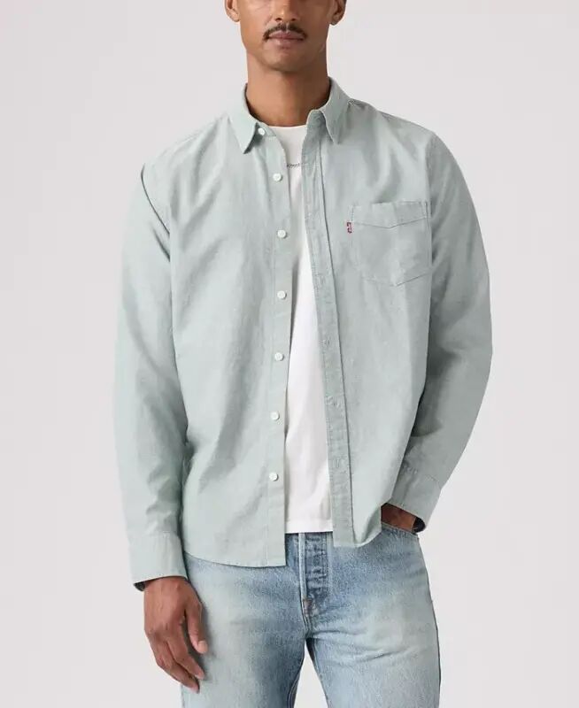 Men's Classic Pocket Regular-Fit Long-Sleeve Shirt - Dusty Mint - 2