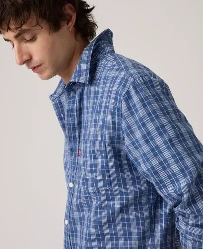 Men's Classic Pocket Regular-Fit Long-Sleeve Shirt - Hakan Plaid Sunshine Blue - LEVI'S (1)