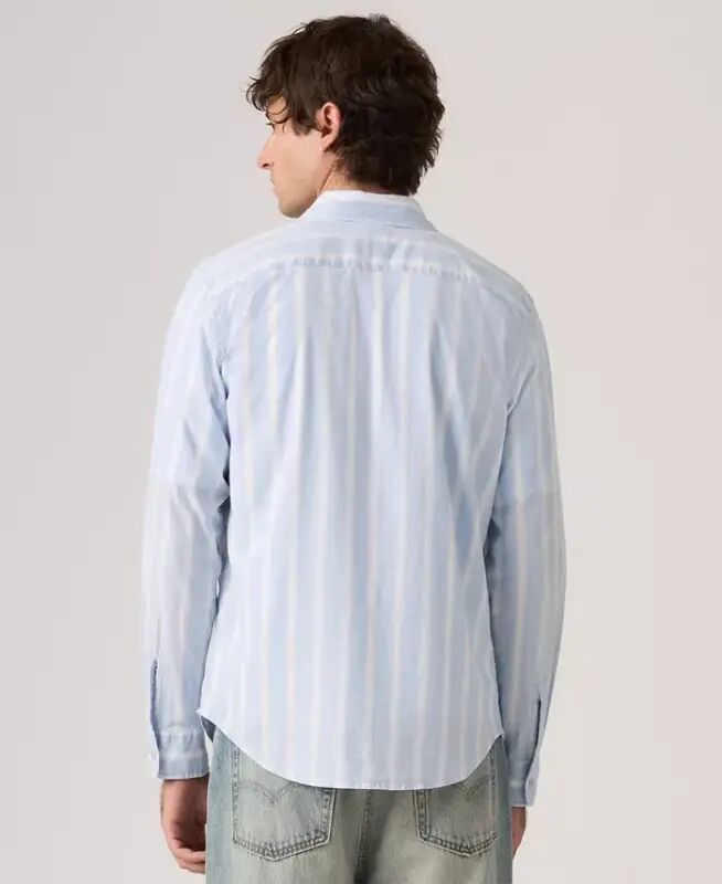 Men's Classic Pocket Regular-Fit Long-Sleeve Shirt - Kayden Stripe CHAMBRAY BLUE - 4
