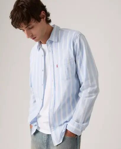 Men's Classic Pocket Regular-Fit Long-Sleeve Shirt - Kayden Stripe CHAMBRAY BLUE - LEVI'S (1)