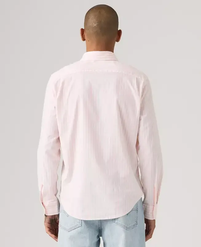 Men's Classic Pocket Regular-Fit Long-Sleeve Shirt - Light Pastel Pink - 4